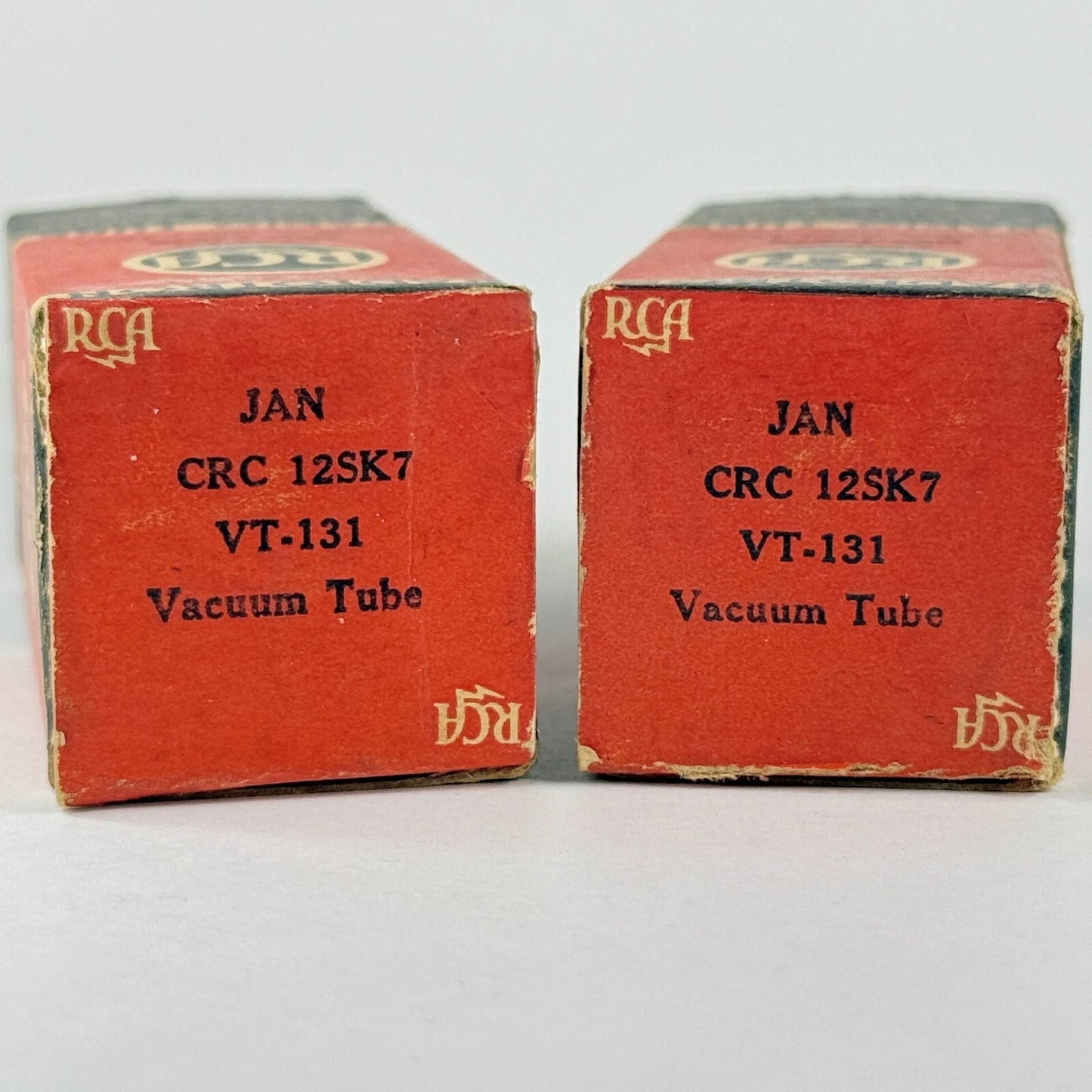 Matched Pair 1943 RCA JAN CRC 12SK7 Tubes Codes H6E RCA VT-131 Tubes (b)