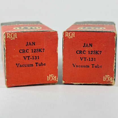 Matched Pair 1943 RCA JAN CRC 12SK7 Tubes Codes H6E RCA VT-131 Tubes (b)
