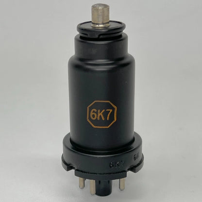 (1) Tested GM Delco 6K7 Tube with Box Remote Cut Off Pentode Metal Vacuum Tube