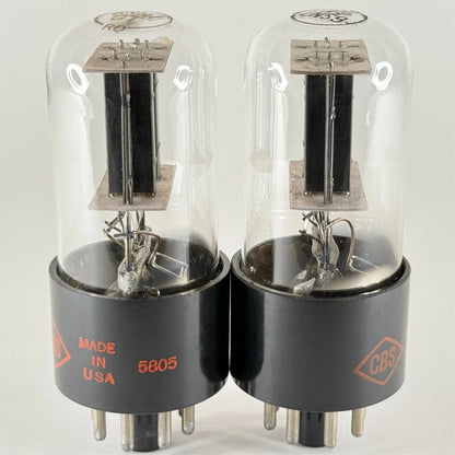 Tested Matched Pair 1958 CBS 6SN7GT Tubes Black T Plates Codes 5805 6SN7 GT