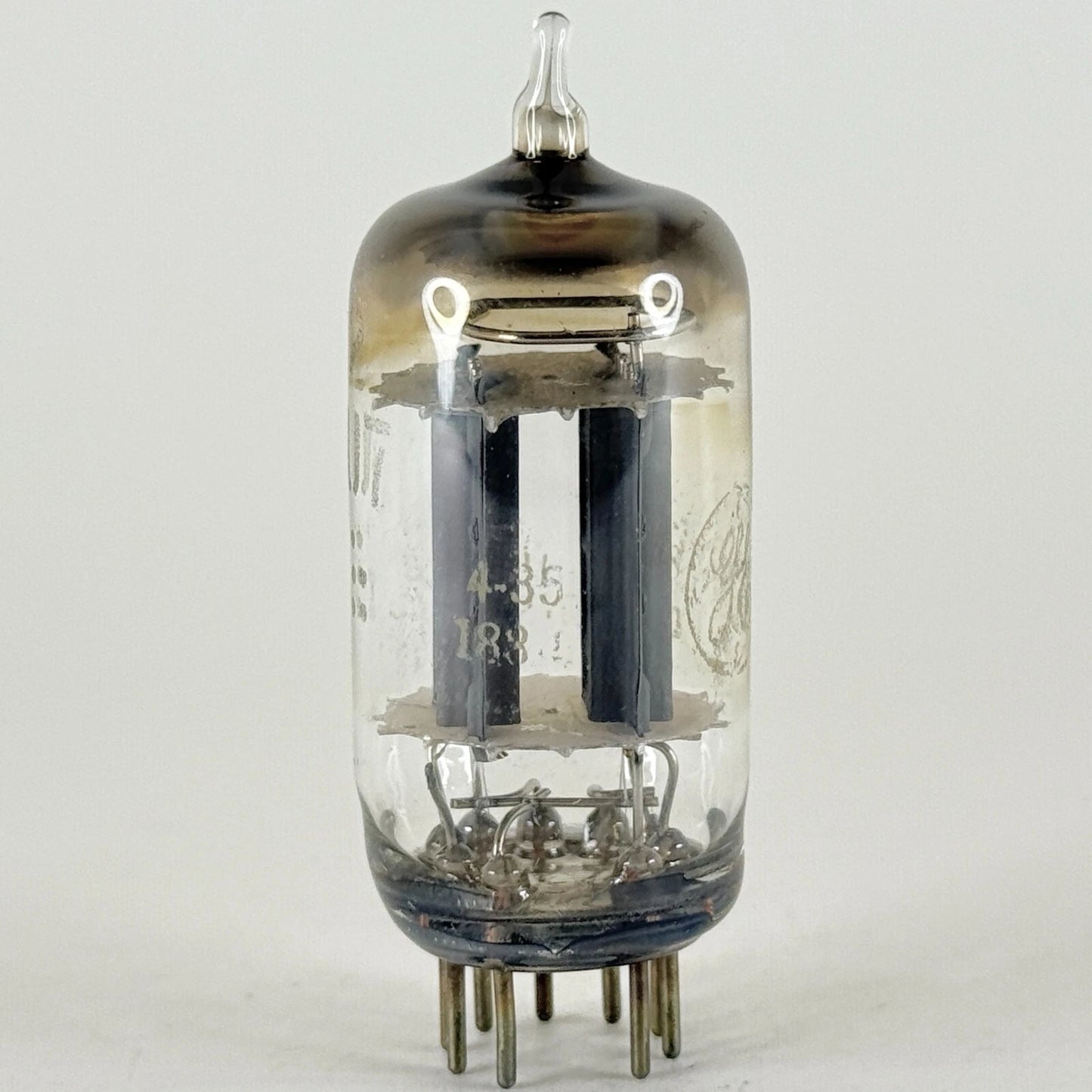 (1) Tested GE 12AU7 Tube Date Code 4-35 Gray Plates Horseshoe Halo Twin Triode