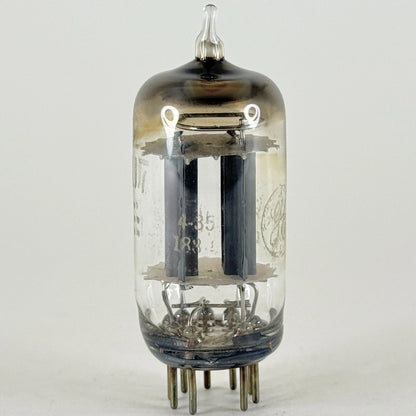 (1) Tested GE 12AU7 Tube Date Code 4-35 Gray Plates Horseshoe Halo Twin Triode