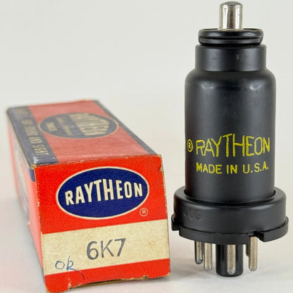(1) Tested Raytheon 6K7 Tube with Box Date Code 313 Remote Cut Off Pentode Tube