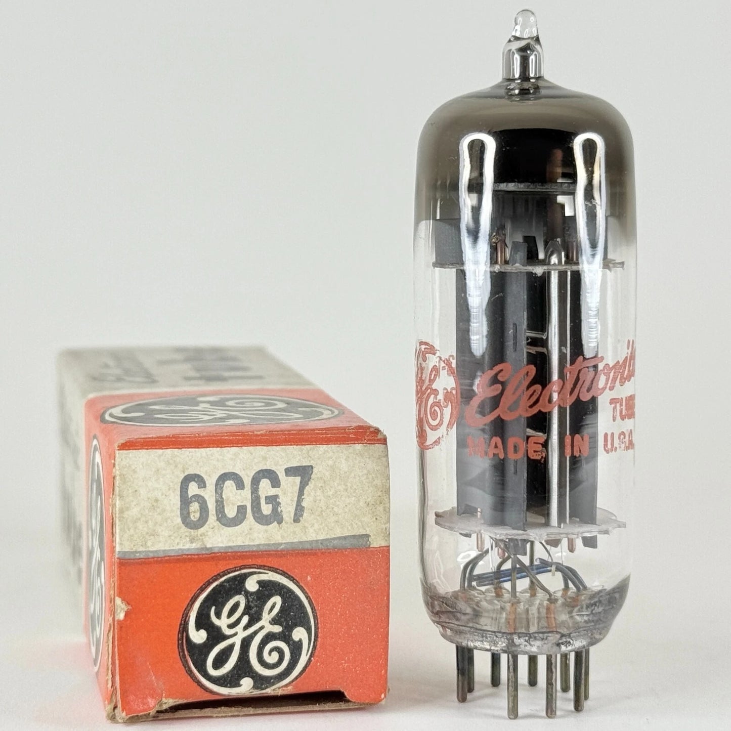 (1) Tested GE 6CG7 Tube with Box Red Letters Date Code 63-13 6CG7 Twin Triode