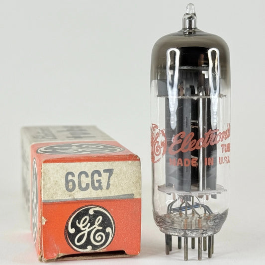 (1) Tested GE 6CG7 Tube with Box Red Letters Date Code 63-13 6CG7 Twin Triode