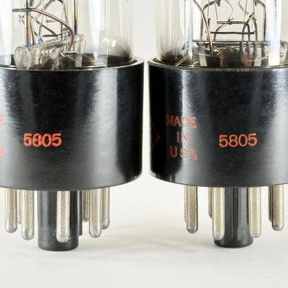Tested Matched Pair 1958 CBS 6SN7GT Tubes Black T Plates Codes 5805 6SN7 GT