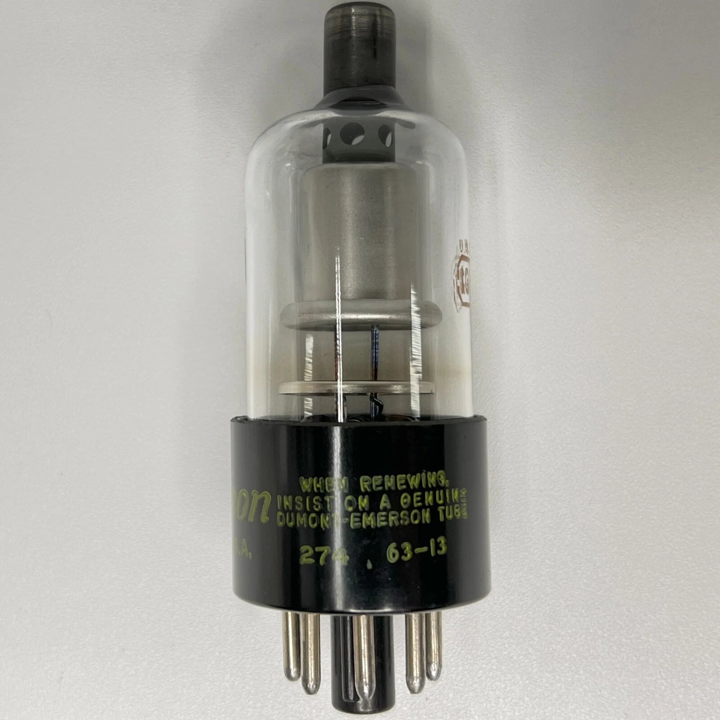 (1) Tested Dumont Emerson 1G3GT Tube Date Code 64-07 Dumont Emerson 1G3 GT Tube
