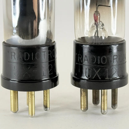 Tested Balanced Matched Pair RCA Radiotron UX-120 Tubes Type 20 UX 120 Tubes (c)