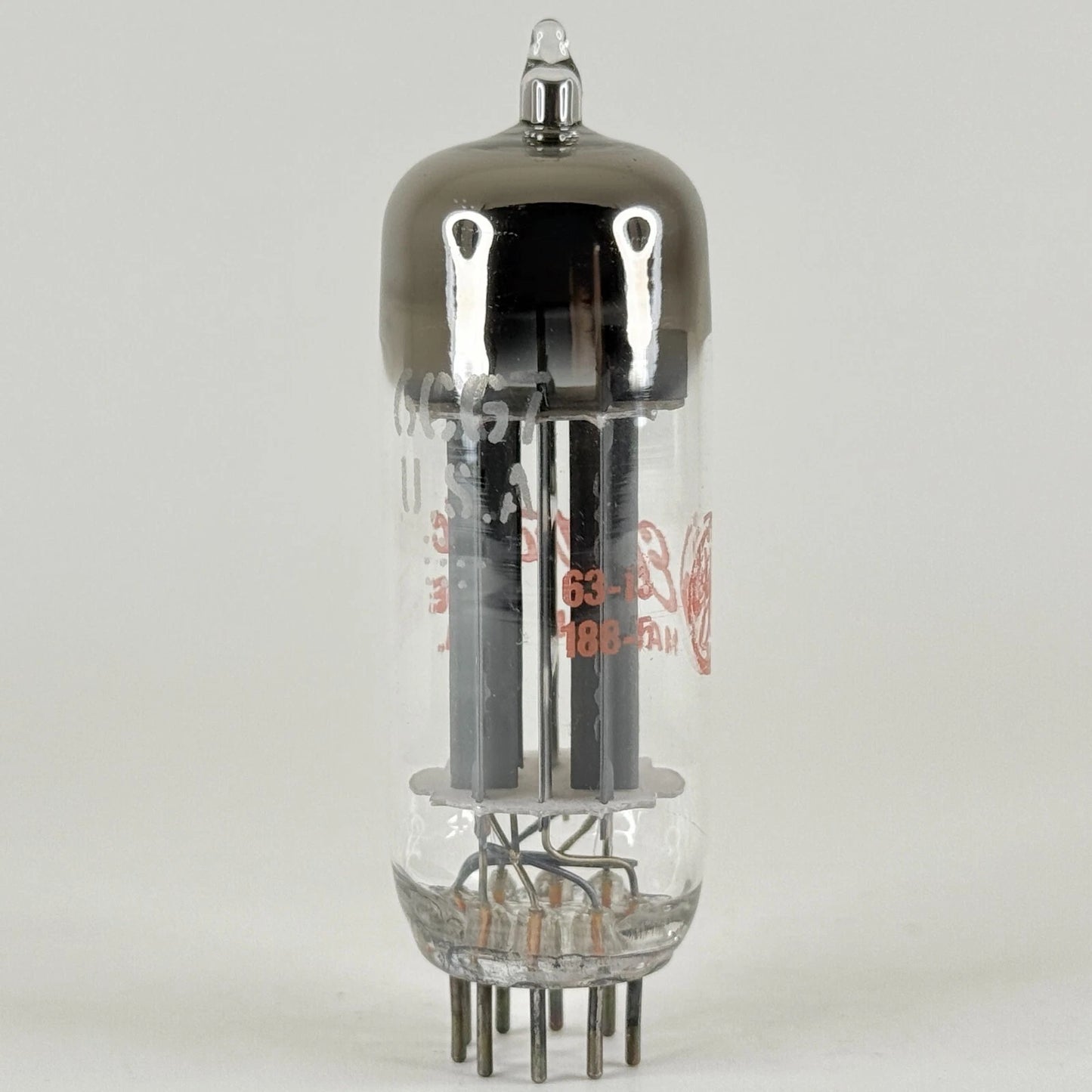 (1) Tested GE 6CG7 Tube with Box Red Letters Date Code 63-13 6CG7 Twin Triode