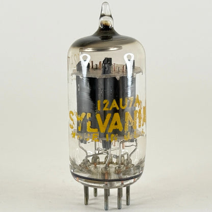 (1) Tested Sylvania 12AU7A Tube Date Code ah AFC 12AU7 A Gray Plates Halo Getter