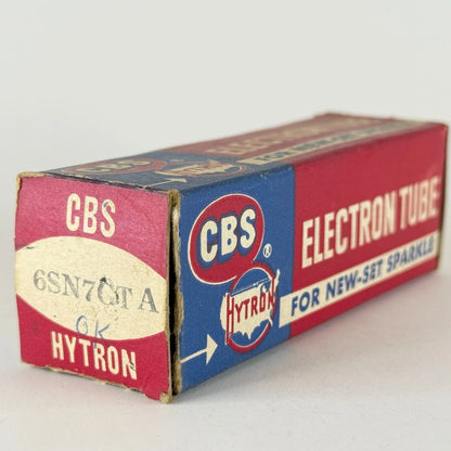 (1) Tested CBS 6SN7GTA Tube with Box Black Plates Date Code 5517 6SN7 GTA