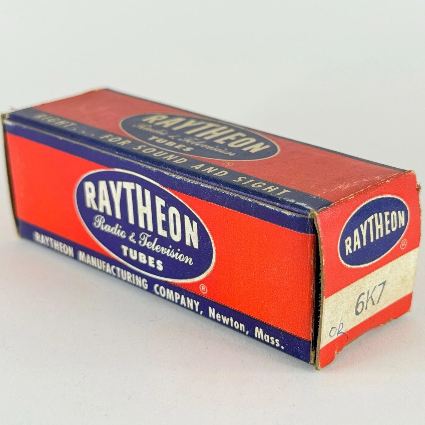 (1) Tested Raytheon 6K7 Tube with Box Date Code 313 Remote Cut Off Pentode Tube
