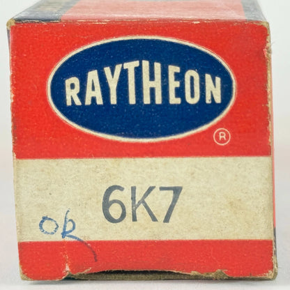(1) Tested Raytheon 6K7 Tube with Box Date Code 313 Remote Cut Off Pentode Tube