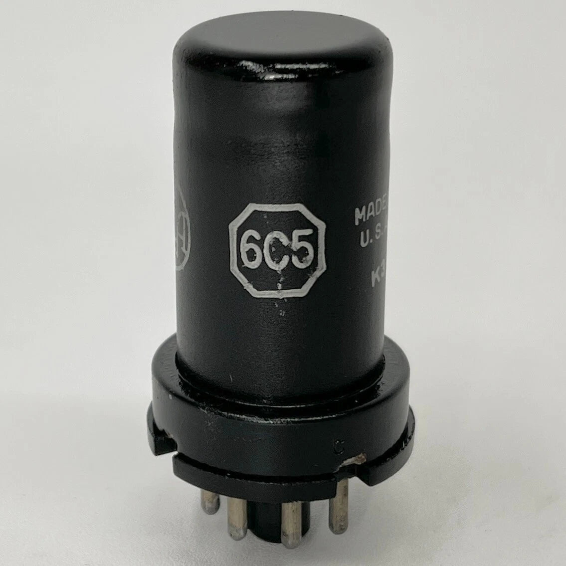 (1) Tested RCA 6C5 Tube Date Code K3 Medium Mu Triode Black Metal Tube