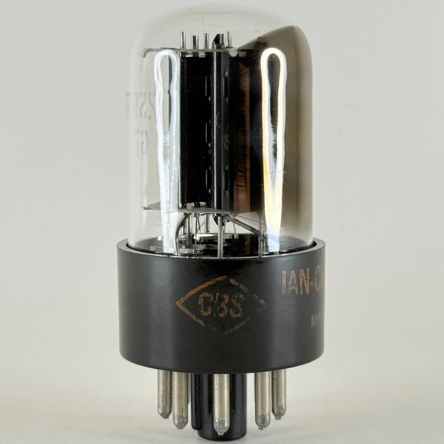 (1) Tested CBS JAN CHY 12SN7GT Tube Black Angled T Plates Code 5843 12SN7 GT