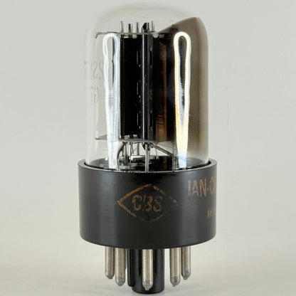 (1) Tested CBS JAN CHY 12SN7GT Tube Black Angled T Plates Code 5843 12SN7 GT