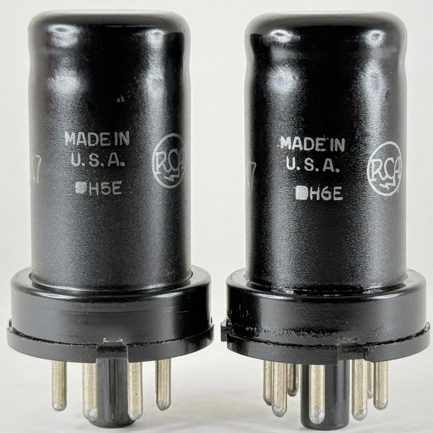 Matched Pair 1943 RCA JAN CRC 12SK7 Tubes Codes H5E & H6E RCA VT-131 Tubes (a)