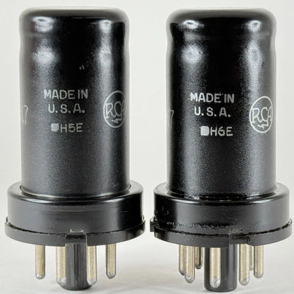 Matched Pair 1943 RCA JAN CRC 12SK7 Tubes Codes H5E & H6E RCA VT-131 Tubes (a)