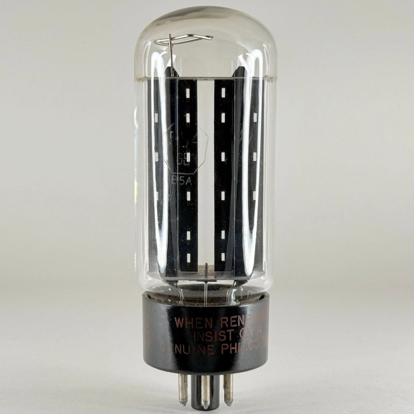 (1) Tested Philco 5U4GB Tube Black Ribbed Plates Square Halo Getter Code 55-07
