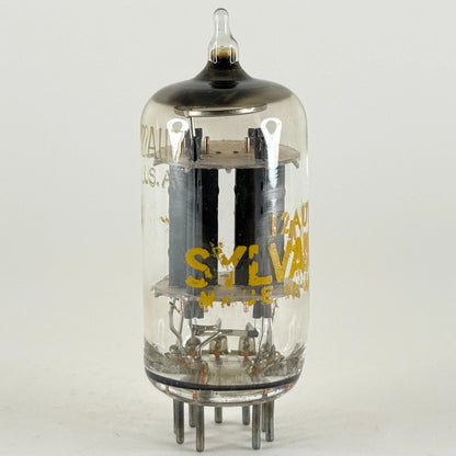 (1) Tested Sylvania 12AU7A Tube Date Code ah AFC 12AU7 A Gray Plates Halo Getter