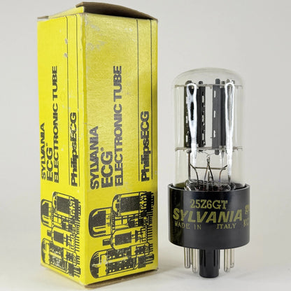 (1) Tested Sylvania Philips ECG Italy 25Z6GT Tube Code gc KCW with Box 25Z6 GT