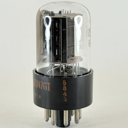 (1) Tested CBS JAN CHY 12SN7GT Tube Black Angled T Plates Code 5843 12SN7 GT