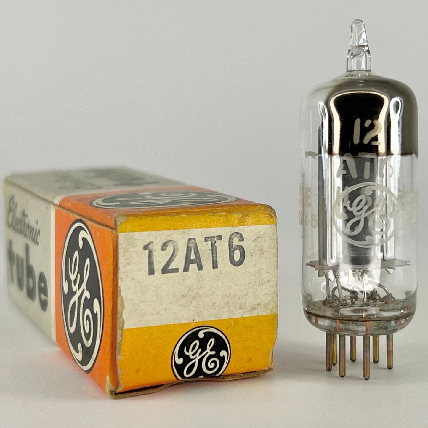 (1) Tested GE 12AT6 Tube with Box Code DE General Electric Twin Diode Triode