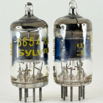 Tested Pair of Sylvania 5654 6AK5W Tubes with Boxes Codes BH Made in India (a)