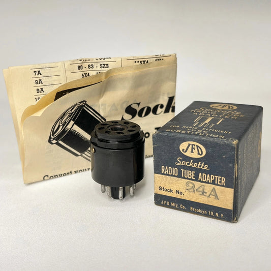 Vintage JFD Sockette 24A Radio Tube Socket Adapter For 6SD7GT Tube to 7A7 Tube