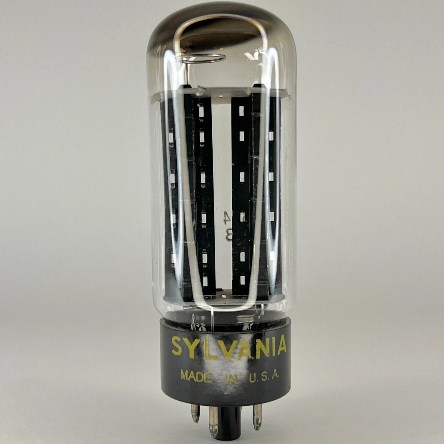 (1) Tested Sylvania 5U4GB Tube Black Ribbed Plates Halo Getter Code hm ADD