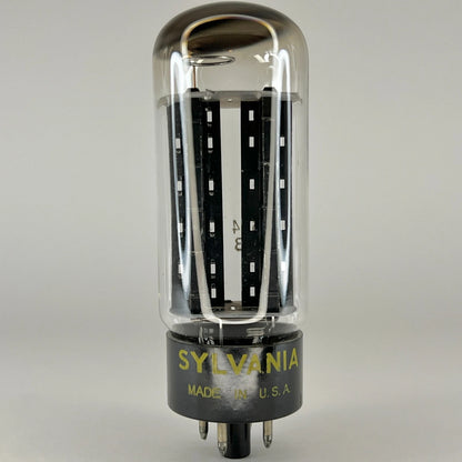 (1) Tested Sylvania 5U4GB Tube Black Ribbed Plates Halo Getter Code hm ADD