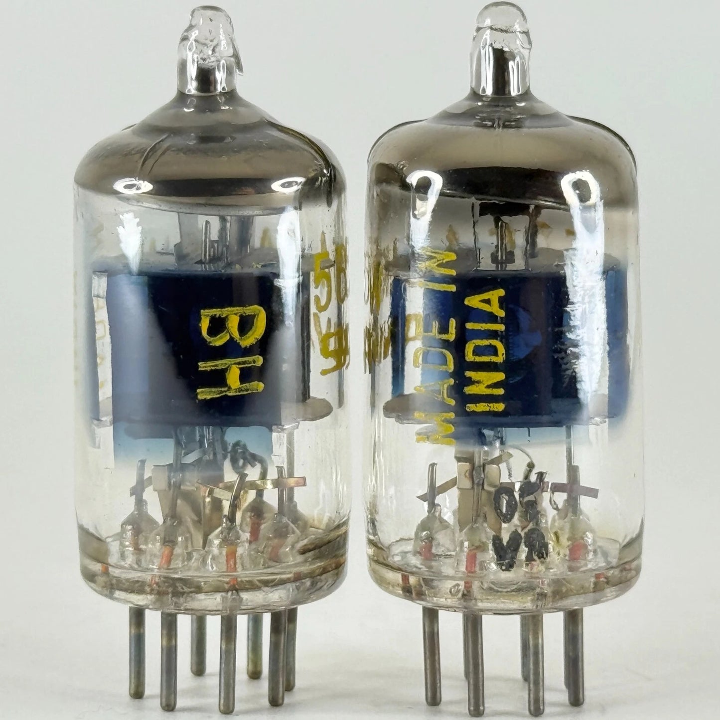 Tested Pair of Sylvania 5654 6AK5W Tubes with Boxes Codes BH Made in India (a)