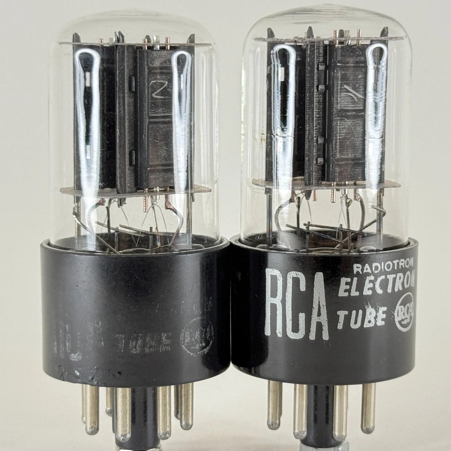 Tested Matched Pair RCA 6SN7 GT Tubes Copper Grid Posts Black Plates 352 & 430