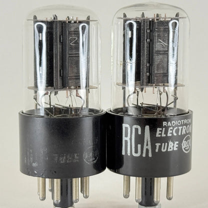 Tested Matched Pair RCA 6SN7 GT Tubes Copper Grid Posts Black Plates 352 & 430
