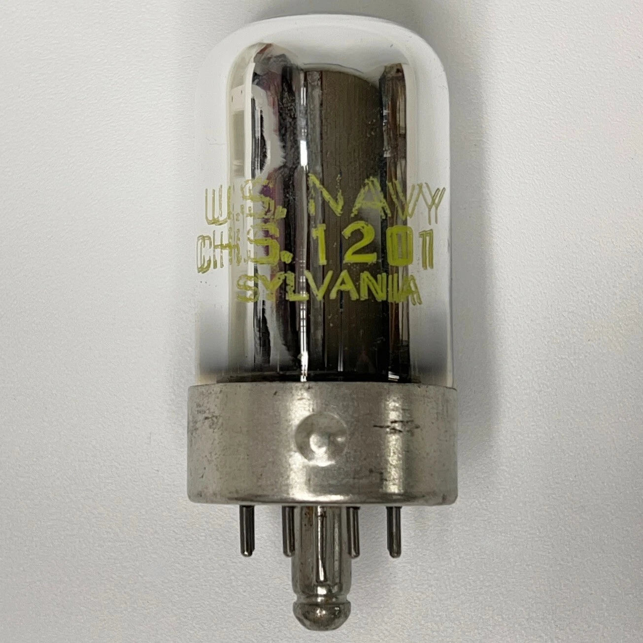 (1) Tested 1942 WW2 Sylvania CHS 1201 Tube with U.S. Navy Anchor Box 1201 Loctal