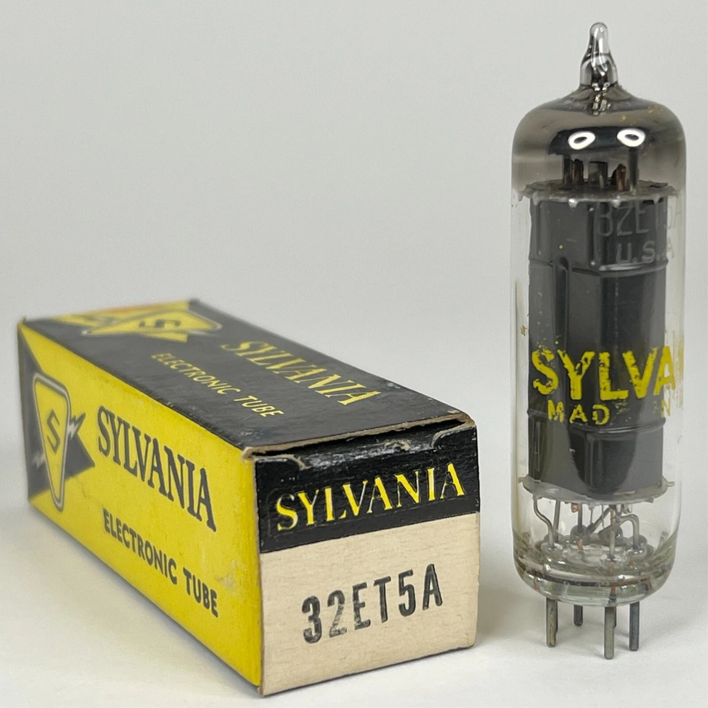 (1) Tested Sylvania 32ET5A Tube with Box Date Code BAU 32ET5 A Power Tube (b)