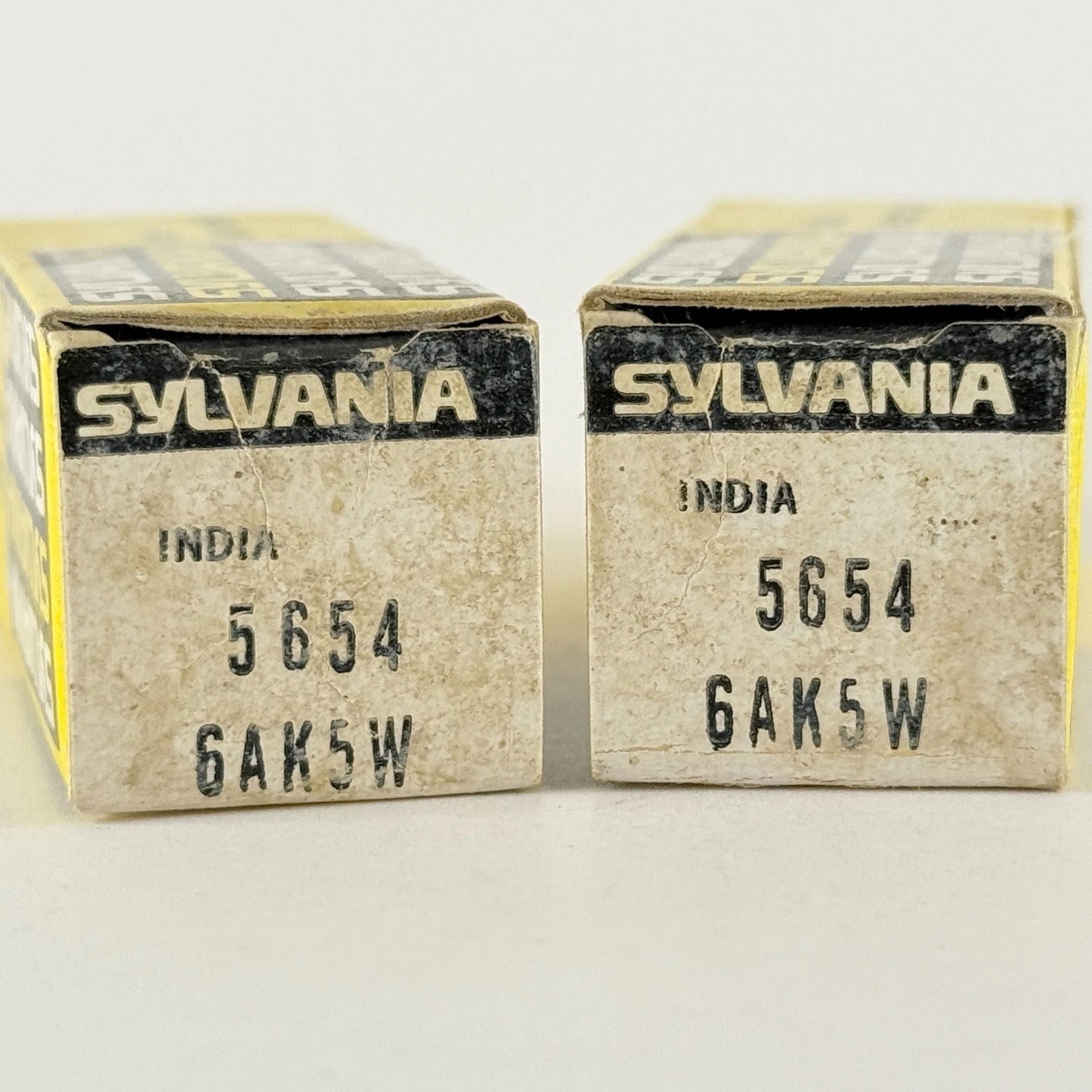 Tested Pair of Sylvania 5654 6AK5W Tubes with Boxes Codes BH Made in India (a)