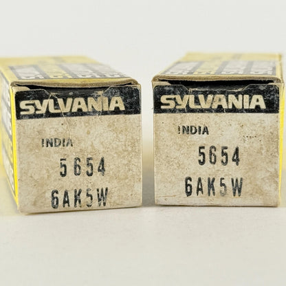Tested Pair of Sylvania 5654 6AK5W Tubes with Boxes Codes BH Made in India (a)