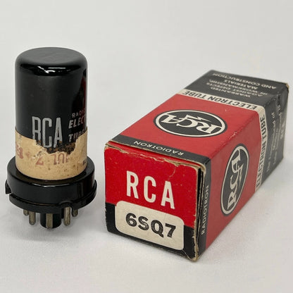 (1) Tested 1950 RCA 6SQ7 Tube with Box Metal Twin Diode High-Mu Triode Tube