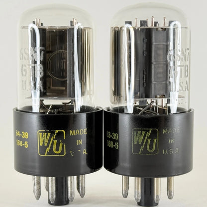 Tested Matched Pair 1963/64 Western Union 6SN7GTB Tubes Codes 64-39 63-39 6SN7GT