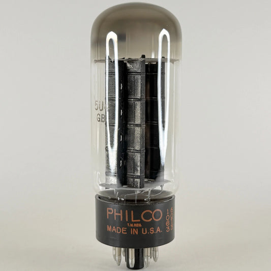 (1) Tested 1960 Philco 5U4GB Tube Black Ribbed Plates Halo O Getter Code 60-13