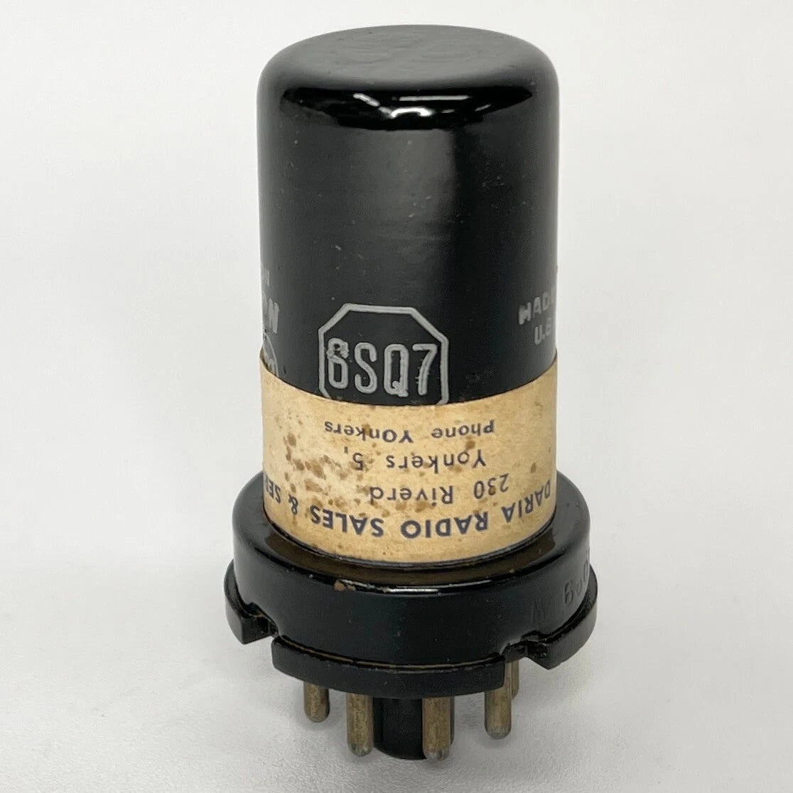 (1) Tested 1950 RCA 6SQ7 Tube with Box Metal Twin Diode High-Mu Triode Tube