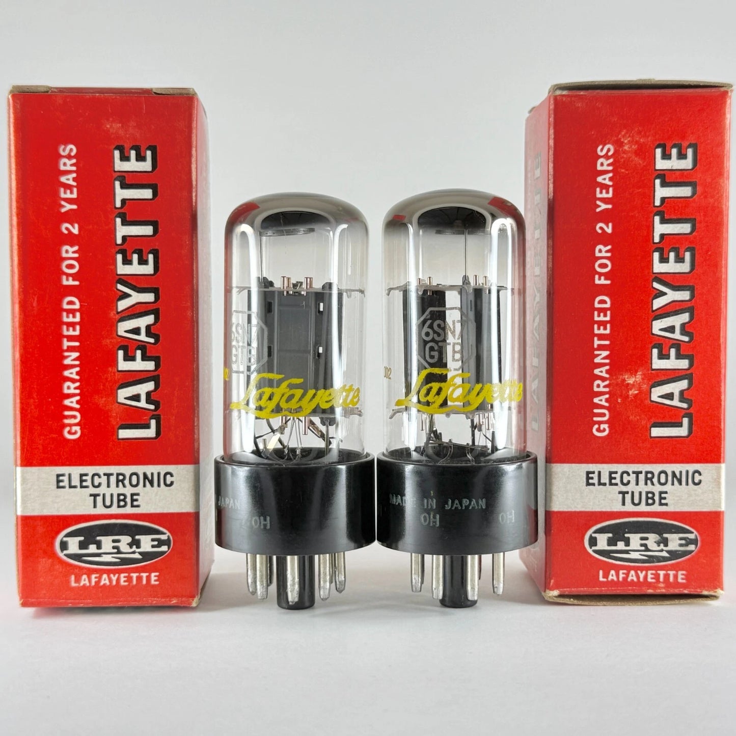 Matched Pair Lafayette Japan 6SN7GTB Tubes Tall Bottles Halo Getters 6SN7GT
