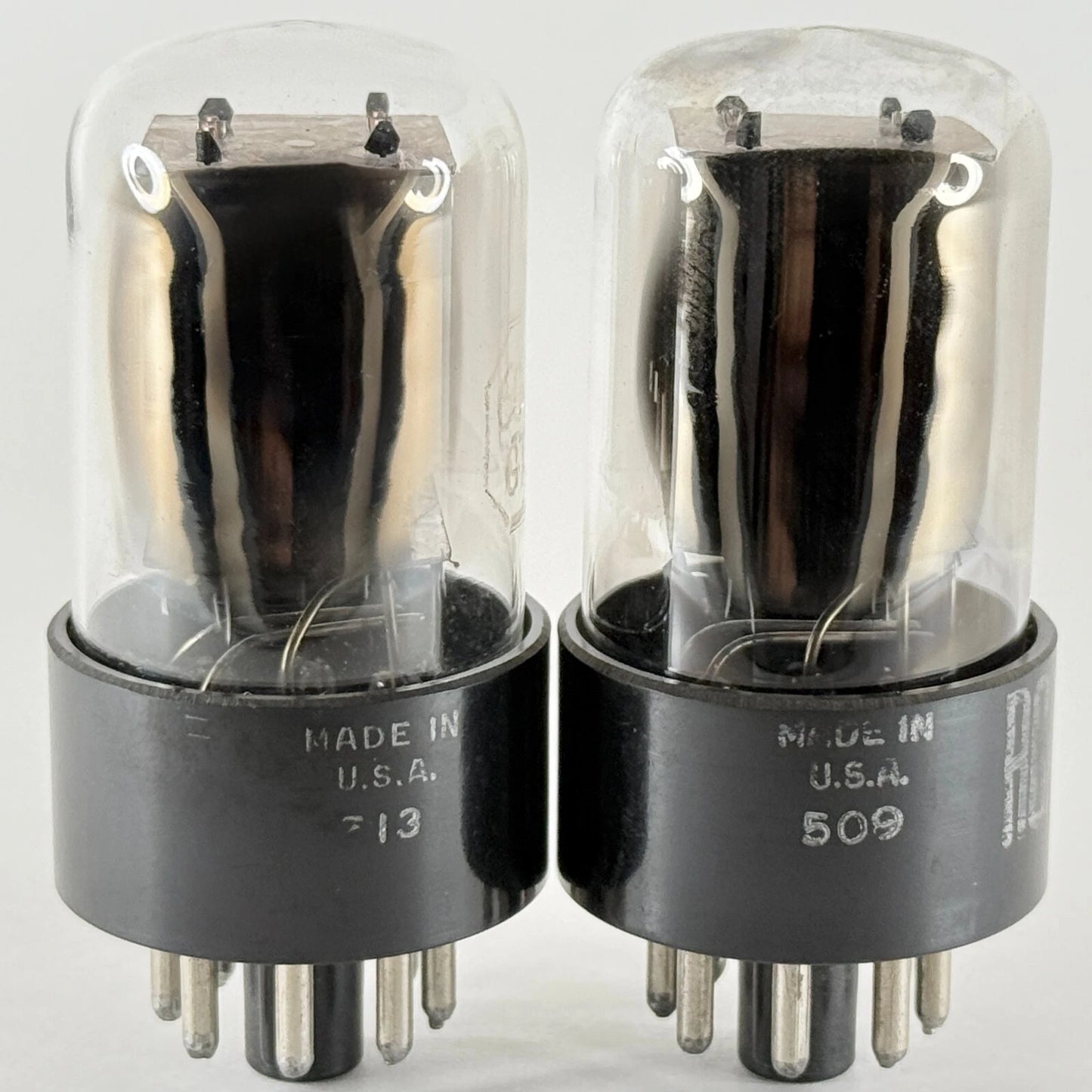 Tested Matched Pair RCA 6SN7 GTA Tubes Copper Grid Posts Black Plates 713 & 509