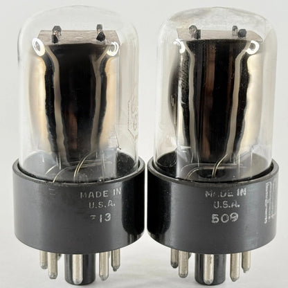Tested Matched Pair RCA 6SN7 GTA Tubes Copper Grid Posts Black Plates 713 & 509