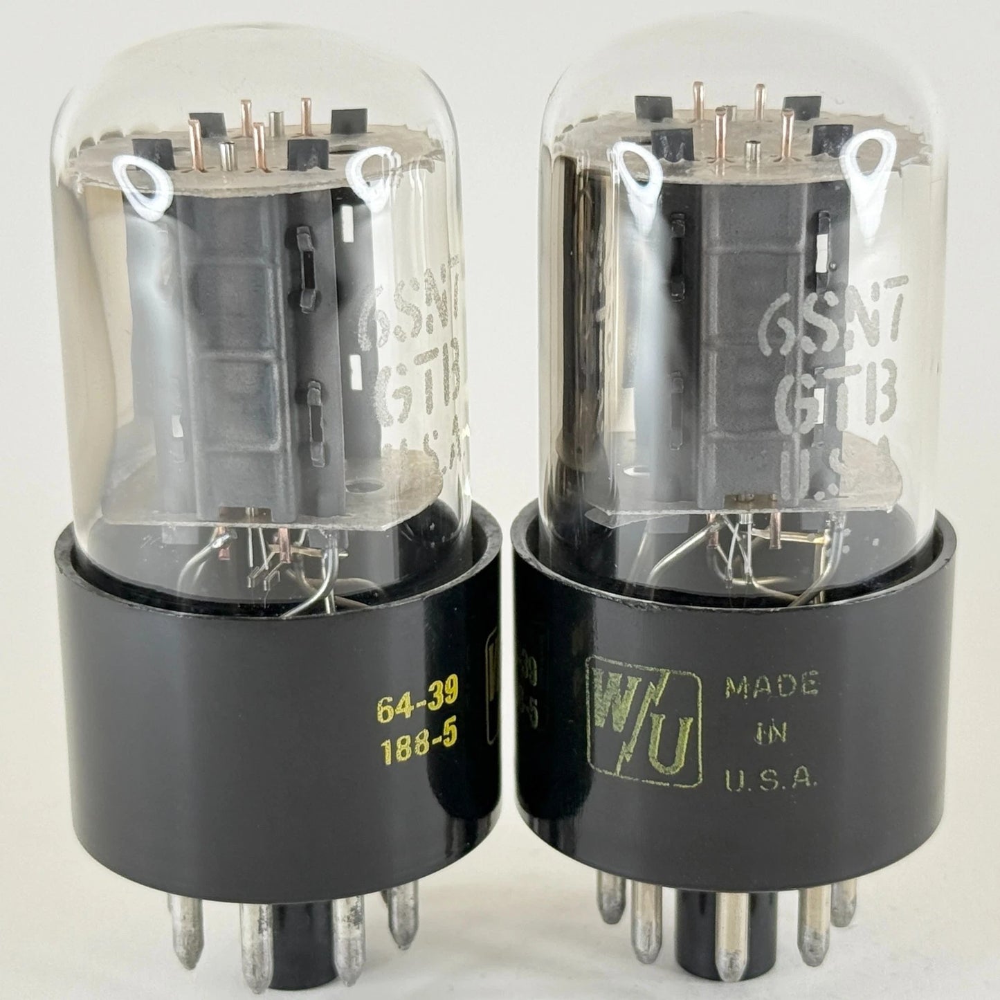 Tested Matched Pair 1963/64 Western Union 6SN7GTB Tubes Codes 64-39 63-39 6SN7GT
