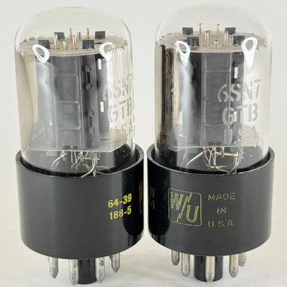 Tested Matched Pair 1963/64 Western Union 6SN7GTB Tubes Codes 64-39 63-39 6SN7GT
