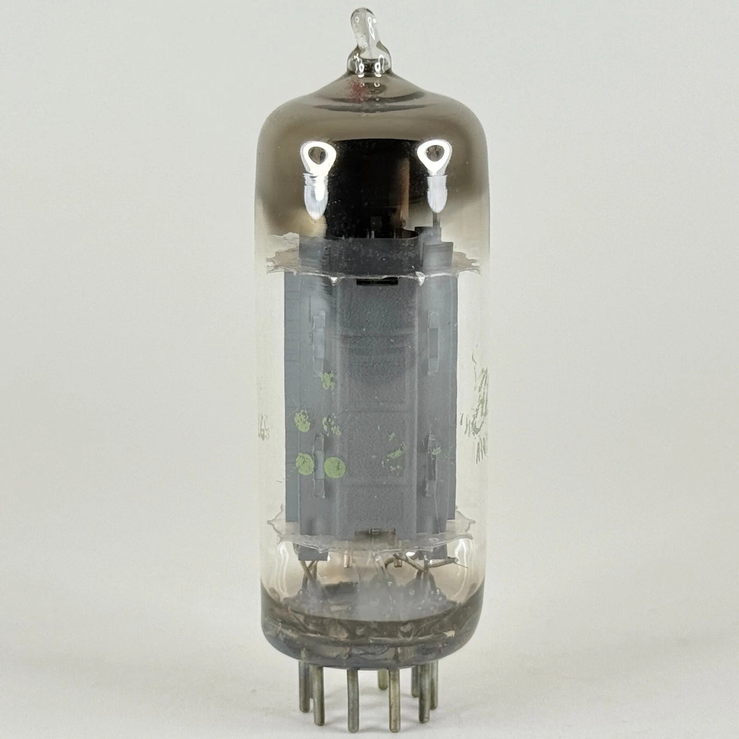 (1) Tested GE 6CG7 Tube Green Letters Gray Plates Horseshoe Getter Twin Triode