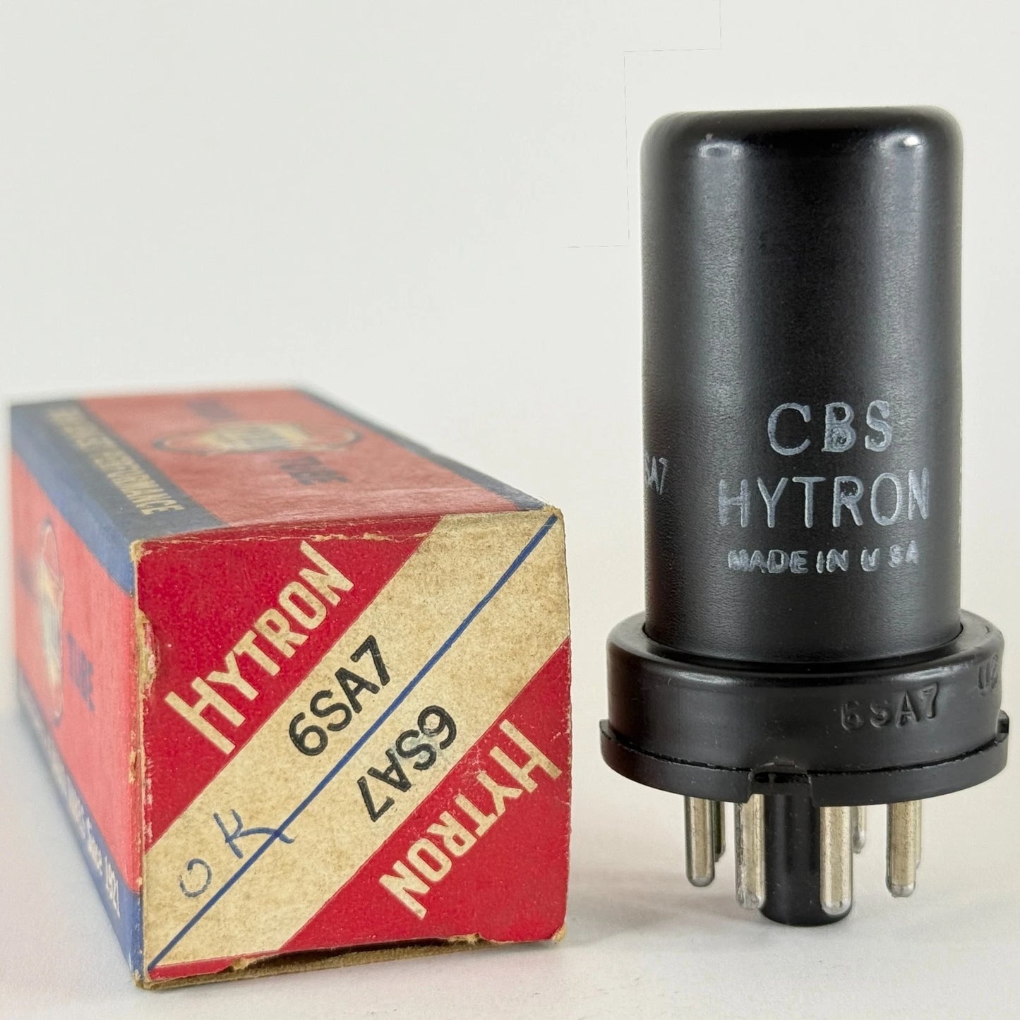 (1) Tested Very Strong CBS Hytron 6SA7 Tube with Box Date Code 5263 Pentagrid