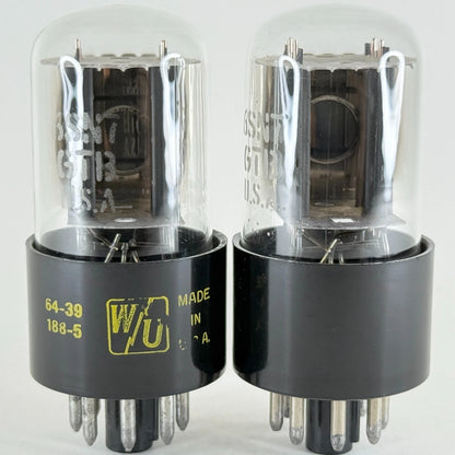 Tested Matched Pair 1963/64 Western Union 6SN7GTB Tubes Codes 64-39 63-39 6SN7GT